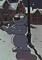 Schnee fällt auf den schneemann und bildet eine herzform auf ihm. Der Schneemann 1944 The List