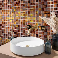 Apollo Tile 5 Pack 11.3-in x 11.3-in Brown Polished and Matte Finished Glass Mosaic Tile (4.43 Sq ft/case)