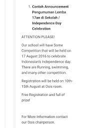 Sebenarnya semua jenis conditional sentence memiliki. 2 Contoh Kalimat Announcement Brainly Co Id