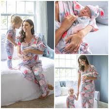 Maternity Nursing Pajamas Matching Girl Pajamas And Baby Etsy