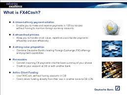 Germany won't accept deutsche marks as valid currency any longer, but you can exchange them into euros at bundesbank (the german central bank) branches or by mail. Deutsche Bank E Commerce A Segmentation Approach To Fx