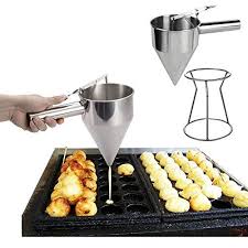 Stainless Steel Funnels With Rack 2 Pcs Pancake Batter Dispenser Funnel Octopus Balls Tools With Rack Funnel Cake Pancake Batter Dispenser Pancake Maker