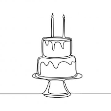 One Line Birthday Cake With Candle Minimalist Design Banner Vector Illustration Isolated On White Background For Celebration Moment Cake Clipart Cake Line Pn Birthday Cake Illustration Cake Illustration Candle Illustration