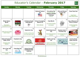 Us Educator S Calendar February 2017 With Links To Seasonal Resources Education Free Printable Activities Printable Activities
