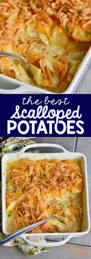 These Are The Best Scalloped Potatoes Made With Chicken Stock And Heavy Creamy They Are A Ligh Best Scalloped Potatoes Potato Side Dishes Scalloped Potatoes