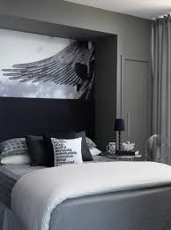 Black And Gray Bedroom Walls Bedrooms Charcoal Gray Walls Bed Nook Gray Bedding Black Pillows Art Chic Gray Bedroom With Charcoal Gray Walls Bed Contemporary Bedroom Home Glam Bedroom
