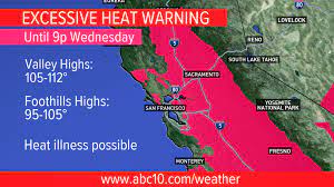 A heat advisory and excessive heat warning are in effect starting friday at noon. Extreme Heatwave Bearing Down On Northern California Abc10 Com