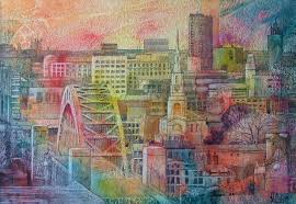 Newcastle Skyline Watercolour Inspiration Painting Newcastle