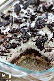 Rich, fluffy chocolate dirt pudding layered with oreos and gummy worms makes a fun dessert for kids and adults alike! Oreo Four Layer Dessert Recipe Belle Of The Kitchen