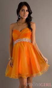 Strapless Short Orange Dress At Promgirl Com Orange Prom Dresses Prom Dresses Fancy Dress Short