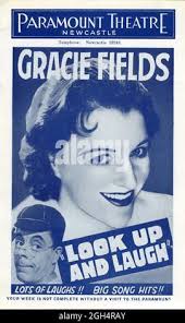 British Programme for GRACIE FIELDS and DOUGLAS WAKEFIELD with a young  VIVIEN LEIGH in LOOK UP AND LAUGH 1935 director BASIL DEAN original  screenplay J.B. Priestley Associated Talking Pictures (A.T.P.)