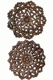 Amazon Com Set Of 2 Round Carved Wood Wall Art Oriental Carved Lotus Round Wood Plaque Carved Wood Wall Art Carved Wood Wall Art Decor Carved Wood Wall Decor