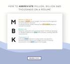 How To Abbreviate Million, Billion and Thousands on a Resume