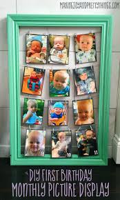 Diy Baby Boy 1st Birthday Party Decorations At Home Birthday Diy Monthly Photo Display 1st Birthday Pictures Birthday Picture Displays Birthday Diy