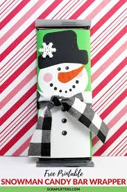 I used photo mounting squares to adhere, but you could also use double sided tape. Free Printable Snowman Candy Bar Wrappers Scraplifters Com