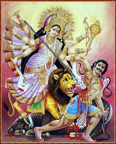 Goddess Durga kills Mahishasura