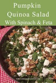 Pompoen Quinoa Salade Met Spinazie En Feta Cookies Carrot Sticks Recipe Spinach And Feta Vegetarian Salad Recipes Pumpkin Quinoa Salad