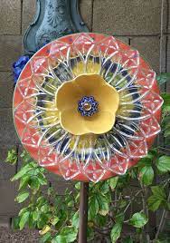 Plate Flower Made Of Repurposed Items Glass Garden Art Glassware Garden Art Glass Garden Flowers