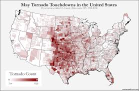 Strong wind changes in the atmosphere and high relative humidity are also required for tornadoes to form, and downdrafts must occur in exactly the right area of. Here S Where Tornadoes Typically Form In May Across The United States Ustornadoes Com