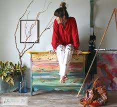 Hand Painted Gorgeous Dresser Featuring An Abstract Sunset Etsy Colorful Furniture Painted Furniture Hand Painted Dressers