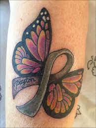 My Tattoo That I Did For My Grandson Payton Cancer Ribbon Tattoos Cancer Tattoos Cancer Awareness Tattoo