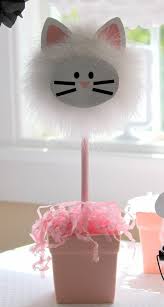 I tried not to spend an arm and a leg decorating for this party, because i really tend to go overboard on birthdays. Reserved Listing Cat Hanging Pom And Centerpiece Cat Party Decorations Cat Birthday Party Cat Themed Birthday Party