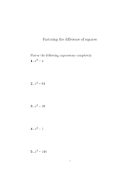 There is also several questions requiring simple common factoring before factoring difference of squares. Factoring Difference Of Squares Worksheet With Detailed Solutions Teaching Resources