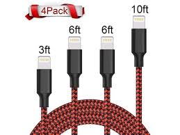 Iphone Cable Gllai Mfi Certified Iphone Charger Nylon Braided Lightning Cable Compatible With Iphone Xs Max Xr X 8 8plus 7 7plus 6s 6s Plus Se Ipad 3ft 6ft 6ft 10ft Black Red Newegg Com