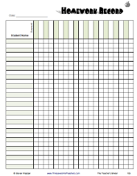 Homework Record Homework Checklist Homework Sheet