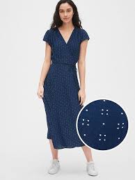 Gap Women S Short Sleeve Midi Wrap Dress Blue Dot Wrap Dress Fashion Clothes