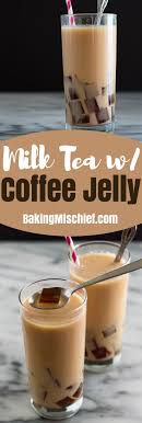 Cool And Refreshing Milk Tea With Coffee Jelly Is So Easy To Make And Fun To Drink Make Some And Impress Your F Coffee Jelly Boba Tea Recipe Bubble Tea Recipe