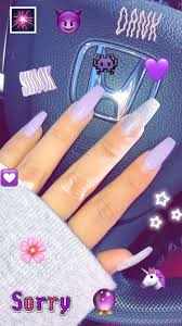 Coffin acrylic nails colors and looks. Long Coffin Acrylic Nails Lavender And Silver Acrylic Nails Lavender Nails Purple Nails