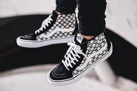 Black And White Checkered High Top Vans Supreme X Vans Sk8 Hi Checkerboard Black 2016 By Fivedoubleues Kicks Shoes Airwalk Shoes Vans Sk8