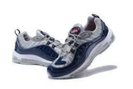 Mens Nike Lab Supreme X Air Max 98 Navy Obsidian Blue Grey Running Shoes Running Sport Shoes Sneakers Men Grey Sneakers