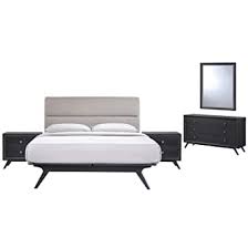 Supported by angled solid american walnut, rich brass details support the craftsmanship and beauty of real wood. Amazon Com Modway Addison Mid Century Modern Wood Platform Bed 5 Piece Bedroom Set Black Gray Furniture Decor