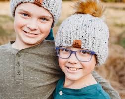 Baby Grey Pom Beanie, Newborn Knit Faux Fur Pom Pom Hat, Infant Pom Beanie,  Beanie Cap With Pom, Winter Wool Blend Cap, Coming Home Outfit