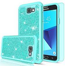 Amazon Com Galaxy J7 Perx Case Galaxy J7 Prime J7 V J7 Sky Pro Halo Glitter Case With Hd Screen Protector Leyi Hyb Heavy Duty Phone Cases Case Phone Cases