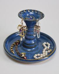 Blue Pottery Earring Holder And Jewelry Storage Clay Jewellery Holder Jewellery Storage Clay Pottery