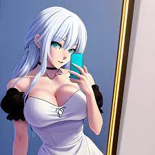 18 years old anime girl that looks into the mirror and holds an ... -  Arthub.ai