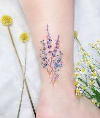 Delicate Blue And Violet Wildflowers Tattoo Tatu S Lavandoj Vdohnovlyayushie Tatuirovki Malenkie Tatuirovki