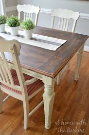 Step 4 drybrush table with white acrylic craft paint. Farmhouse Table Makeover At Home With The Barkers Kitchen Table Makeover Farmhouse Kitchen Tables Farmhouse Table Decor