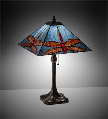 Small Tiffany Lamp Dragonfly Design Stained Glass Lighting Home Decor