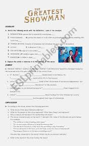 The Greatest Showman Movie Worksheet Showman Movie The Greatest Showman Greatful