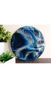 Mini Blue Resin Painting The Fluid Fox Resin Artist Resin Art Abstract Art Modern Art Contemporary Resin Art Painting Resin Art Resin Artwork