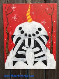 Black And Red Paintings Easy Catching Snowflakes Stylish Cute Snowman Painting In Red Black And White Easy Painting On Ca Christmas Paintings Christmas Paintings On Canvas Snowman Painting