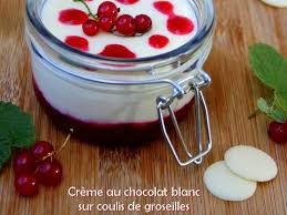 Recette De Creme Au Chocolat Blanc Sur Coulis De Groseilles Recette Recette Creme Chocolat Creme Au Chocolat Chocolat Blanc
