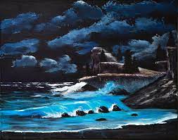 New arrivals · best sellers · live chat · contemporary art Nighttime Beach Painting By Shannon Wells