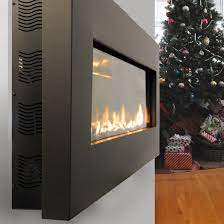 There are many contemporary electric fireplaces that mount on the surface of the wall. Wall Mounted Gas Fireplace Fire Ribbon Direct Vent Slim Wall Mounted Fireplace Small Gas Fireplace Natural Gas Fireplace
