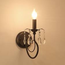 Wall hanging candlestick iron candle holder sconce black modern style home decor. Black Candle Wall Lighting Fixture 1 Light Contemporary Style Metal Sconce Light With Clear Crystal For Hallway Beautifulhalo Com