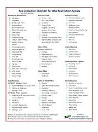 Usa Agent Tax Deduction Checklist Tax Deductions Deduction Tax